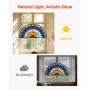 Stained Glass Window Panel, 913 x 465 mm, Tiffany Style Hanging Transom Window Panel with Chain, Large Half-Round Stain Glass Ha
