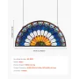 VEVOR Stained Glass Window Panel, 913 x 465 mm, Tiffany Style Hængende agterspejls vinduespanel med kæde, Stor halvrund bejdse