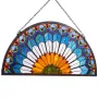 Stained Glass Window Panel, 913 x 465 mm, Tiffany Style Hanging Transom Window Panel with Chain, Large Half-Round Stain Glass Ha