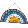 VEVOR Stained Glass Window Panel, 913 x 465 mm, Tiffany Style Hanging Transom Window Panel with Chain, Large Half-Round Stain Gl