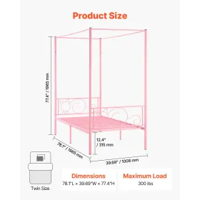 Twin Size himmelseng, metal himmelseng med minimalistisk
