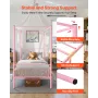 Twin Size Canopy Bed Frame, Metal Canopy Bed with Minimalist Headboard & Four Posters Design, Heavy Duty Steel Slats Support, Un