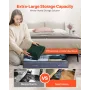 Under Bed Storage with Clear Lids, 996 x 500 x 180 mm, 90L Large Underbed Clothes Storage Containers, Low Profile Under Bed Draw
