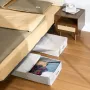 Under Bed Storage with Lids, 805 x 405 x 155 mm, 48L Large Underbed Clothes Storage Containers, Low Profile Gray Under Bed Drawe