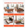 VEVOR 80 cm Square Leather Ottoman with Storage, Upholstered Tufted Button Coffee Table Ottoman with Castered Rolling Wheels, PU