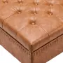 VEVOR 80 cm Square Leather Ottoman with Storage, Upholstered Tufted Button Coffee Table Ottoman with Castered Rolling Wheels, PU
