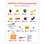 Kids Grocery Store Playset, Wooden Play Market Stand with Shopping Bag, Kids Supermarket Pretend Play Store with Conveyor Belt, 