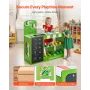 Kids Grocery Store Playset, Wooden Play Market Stand with Shopping Bag, Kids Supermarket Pretend Play Store with Conveyor Belt, 
