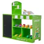 Kids Grocery Store Playset, Wooden Play Market Stand with Shopping Bag, Kids Supermarket Pretend Play Store with Conveyor Belt, 