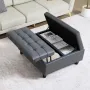 80 cm Square Leather Ottoman with Storage, Upholstered Tufted Button Coffee Table Ottoman with Lift-Top & Flip Design, PU Leathe