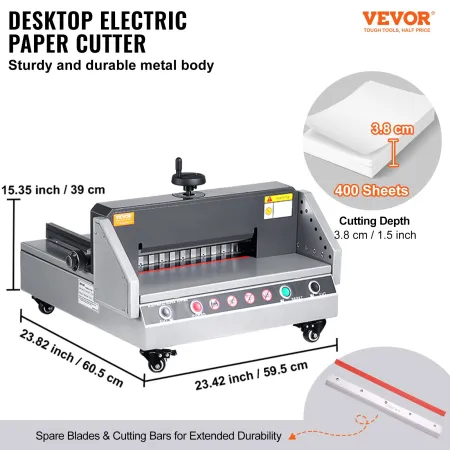 VEVOR Electric Paper Cutter, 13" /330.2mm Cutting Width, 1.57"/40mm Cutting Thickness, Desktop Paper Cutting Machine with Button