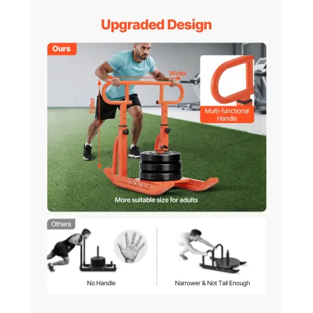 VEVOR Weight Sled, Steel Power Sled, Fitness Training Sleds for Athletic Exercise Speed Improvement, Workout Equipment with Adju