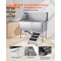 Stainless Steel Dog Washing Station, 157.48 cm Pet Grooming Tub w/ Ramp, PE Water Filter Board, Faucet & Showerhead & Soap Holde