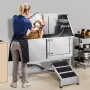 VEVOR Stainless Steel Dog Washing Station, 157.48 cm Pet Grooming Tub w/ Ramp, PE Water Filter Board, Faucet & Showerhead & Soap