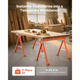 VEVOR savheste, 2 pakke foldearbejdsheste, 600,1 kg belastningskapacitet Savhest med kraftige ben, bærbar savhest i helmetal