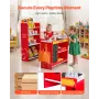 VEVOR Kids Supermarked Legesæt, Trælegebutik med indkøbspose, Kids Supermarket Pretend Play Legetøjssæt med transportbånd,