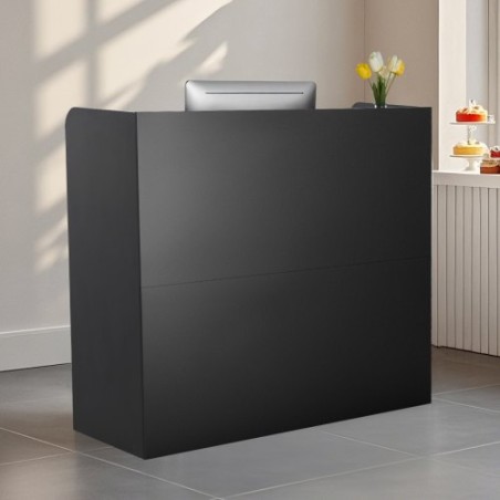 Reception Desk Rectangular Front Counter Table 47.24 in Black Office Table