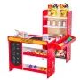 Kids Grocery Store Playset, Wooden Play Store with Shopping Bag, Kids Supermarket Pretend Play Toy Set with Conveyor Belt, Scann