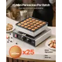 VEVOR Mini Pancake Maker, 25PCS 43mm Diameter Dutch Muffin Waffle Baker, Non-stick Stainless Steel Poffertjes Grill, Commercial 
