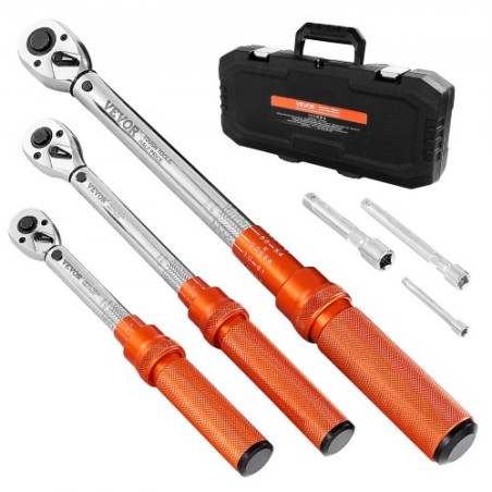 Click Torque Wrench Set 3 Pieces 1/4 3/8 1/2 Inch Drive Dual-direction