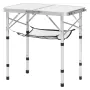 VEVOR Folding Camping Table, Adjustable Height Portable Side Tables, Aluminum MDF Beach Table with Mesh Layer, Carrying Handle, 