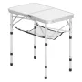 VEVOR Folding Camping Table, Adjustable Height Portable Side Tables, Aluminum MDF Beach Table with Mesh Layer, Carrying Handle, 