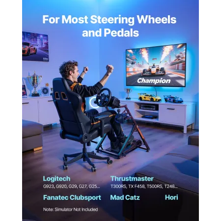 VEVOR Racing Wheel Stand, justerbar og foldbar simulatorstand til Logitech G923 G920 G29 G27, Thrustmaster T300RS TX F458 T500