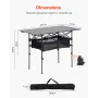 Folding Camping Table, Portable Roll Up Side Tables, Lightweight Aluminum Beach Table with Adjustable Height, Large Storage Bag 