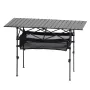 VEVOR Folding Camping Table, Portable Roll Up Side Tables, Lightweight Aluminum Beach Table with Adjustable Height, Large Storag