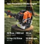VEVOR Gas Pole Saw, 33CC 2 Stroke Gas Powered Pole Saws with 20.3 cm Cutting Bar, Cordless Tree Trimmer with 850ml Fuel Tank, 2 
