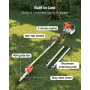 VEVOR Gas Pole Saw, 43CC 2 Stroke Gas Powered Pole Saws with 25.4 cm Cutting Bar, Cordless Tree Trimmer with Rotatable Head, 2.1