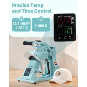 VEVOR Hat Heat Press Machine, med 2 stk udskiftelige plader, præcis temperatur og tidskontrol, Hat Press til HTV Iron On