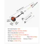 VEVOR Gas Pole Saw, 43CC 2 Stroke Gas Powered Pole Saws with 30.48 cm Cutting Bar, Cordless Tree Trimmer with Rotatable Head, 2.