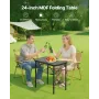 VEVOR Folding Camping Table, Adjustable Height Portable Side Tables, Aluminum MDF Beach Table with Mesh Layer, Carrying Handle, 