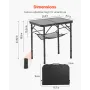 VEVOR Folding Camping Table, Adjustable Height Portable Side Tables, Aluminum MDF Beach Table with Mesh Layer, Carrying Handle, 