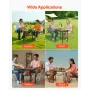 Folding Camping Table, Adjustable Height Portable Side Tables, Aluminum MDF Beach Table with Mesh Layer, Carrying Handle, Lightw