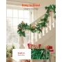 Christmas Garland, 2750mm Artificial Christmas Garland with Light String, Faux Greenery Decoration with Berry Clusters, Pine Nee
