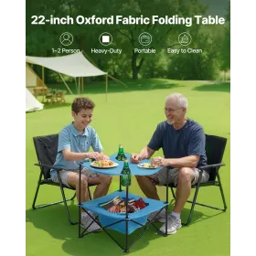 VEVOR Folding Camping Table, Portable Outdoor Lightweight Picnic Table, 600D Oxford Fabric Waterproof Canvas Travel Beach Tables