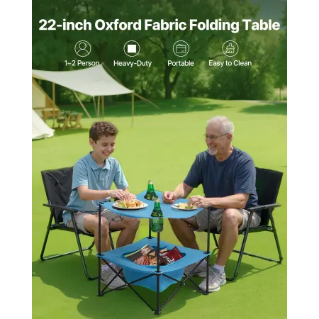 VEVOR Folding Camping Table, Portable Outdoor Lightweight Picnic Table, 600D Oxford Fabric Waterproof Canvas Travel Beach Tables
