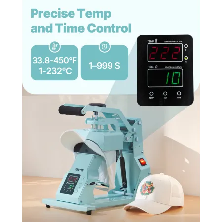 VEVOR Hat Heat Press Machine, with 4pcs Interchangeable Platens, Precise Temperature and Time Control, Hat Press for HTV Iron On