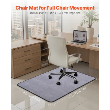 VEVOR Chair Mat, 915 x 1225 mm Office Chair Mat for Hard Floors, Floor Protector for Rolling Chairs, Corduroy Surface, Non-Slip 