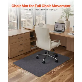 Chair Mat, 897 x 1396 mm Office Chair Mat for Hard Floors, Floor Protector for Rolling Chairs, Polyester Surface, Non-Slip & Eas