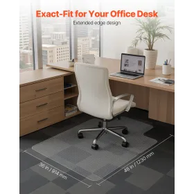 VEVOR Chair Mat with Lip, 915 x 1225 mm Office Chair Mat for Low Pile Carpeted Floors, Plastic Floor Protector Rug with Studded,