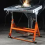 Welding Table 76.2 cm x 50.8 cm, 181.4 kg Load Capacity Steel Welding Workbench Table on Wheels, Folding Work Bench with Three 2