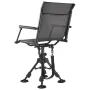 Hunting Chair, 360° Silent Swivel, Foldable Portable Blind Chair, Heavy-Duty Steel Frame Ground Stool Seat with Armrests, Anti-S