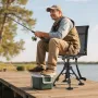 VEVOR Hunting Chair, 360° Silent Swivel, Foldable Portable Blind Chair, Heavy-Duty Steel Frame Ground Stool Seat with Anti-Sink 