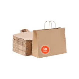 Kraft Paper Bags with Handles 50Pcs 16x6x12 in Party Shopping Bag Brown