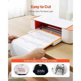 VEVOR Heat Transfer Vinyl, 304.8 x 15240mm, Glossy White HTV Iron on Vinyl Roll, Easy to Cut and Weed, Strong Adhesion, Compatib