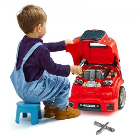 Engine Toy Kids Mechanic Car Repair Set with Removable Parts Red