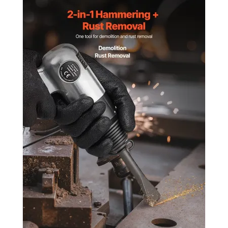 VEVOR Air Hammer, 4500BPM pneumatisk hammer med rustfjernende luftnålsskaler og 4 STK mejsler rundt skaft, let og kompakt